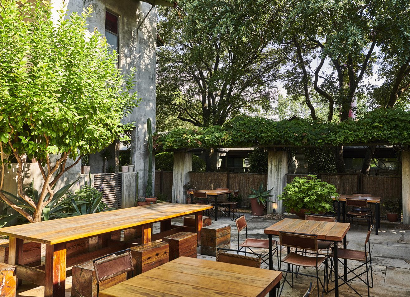 The courtyard at Hotel San José on South Congress in Austin